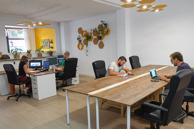 The main coworking area