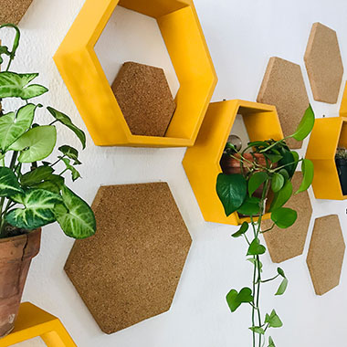 Close up of hexagons on wall